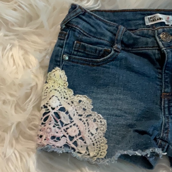 Epic Threads Blue Denim Shorts with Cream Lace - Picture 3 of 5